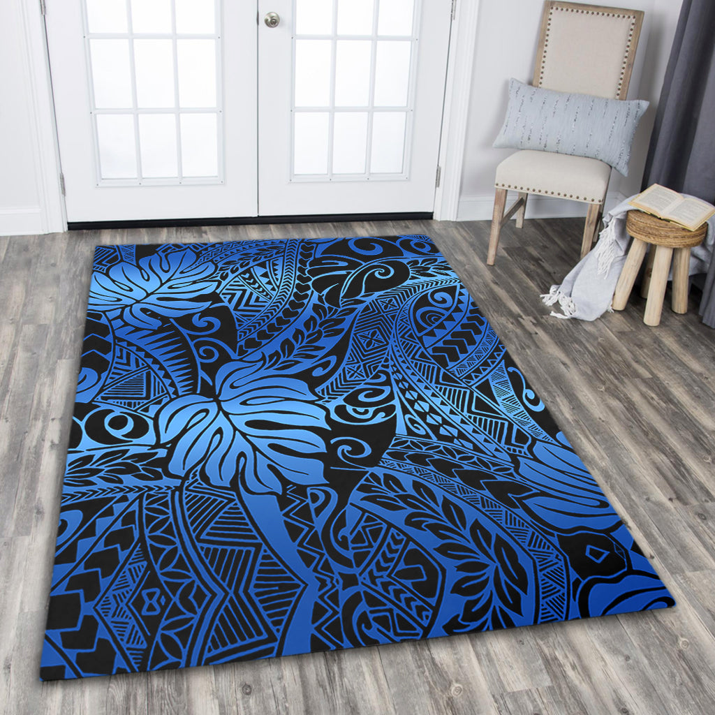 Hawaii Area Rug Tribal Polynesian Pattern Leaf