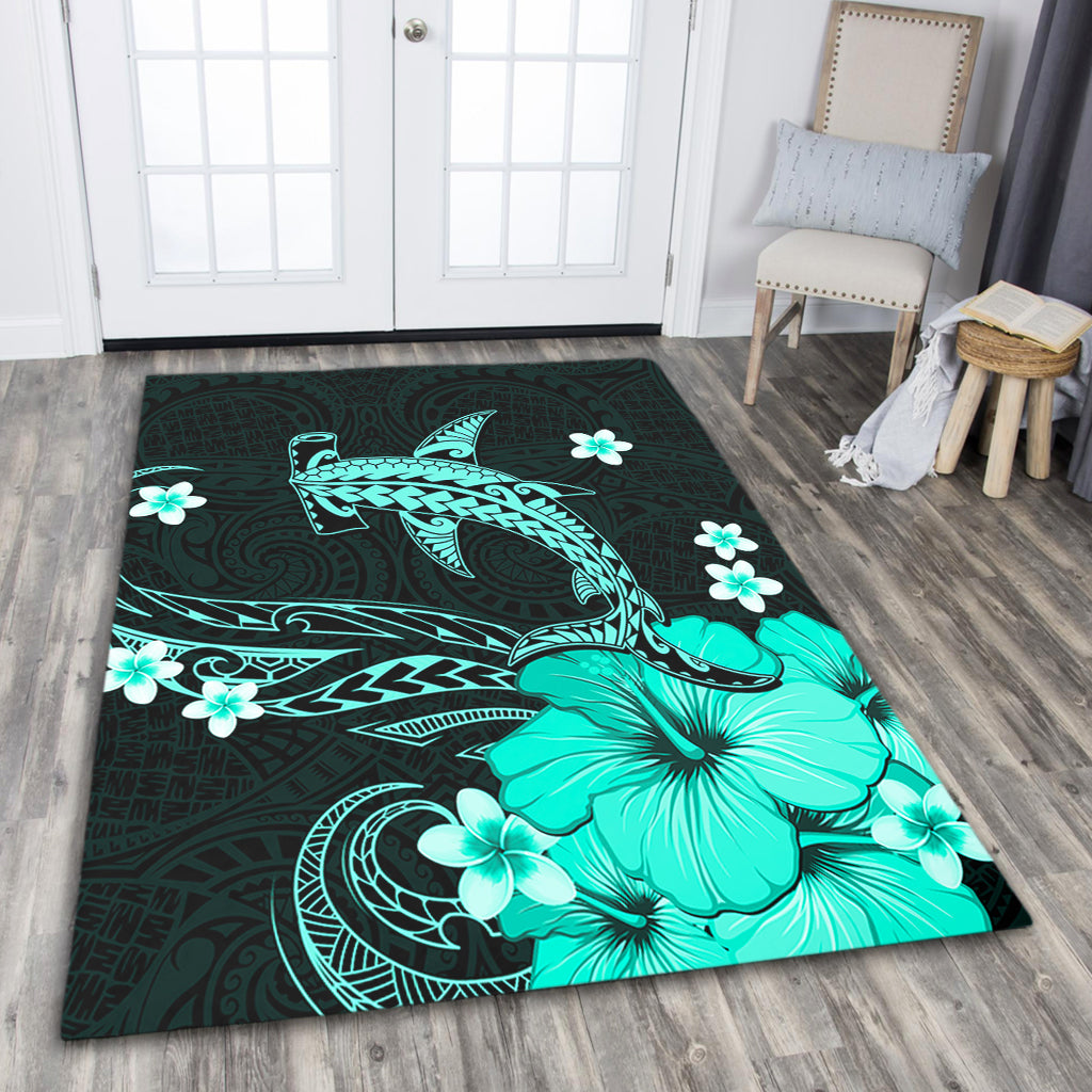 Hawaii Area Rug Shark Polynesia Tribal Tattoo