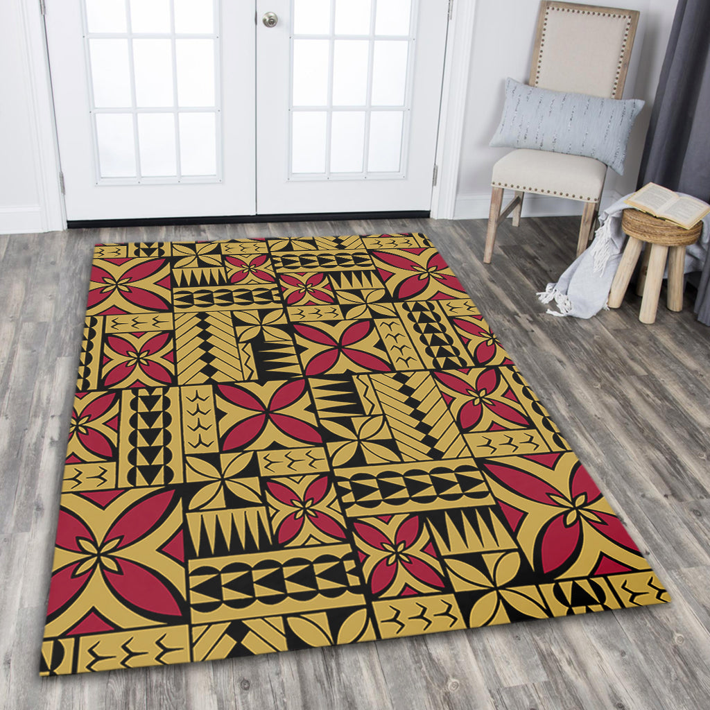 Samoa Area Rug Siapo Design Tribal Pattern Yellow