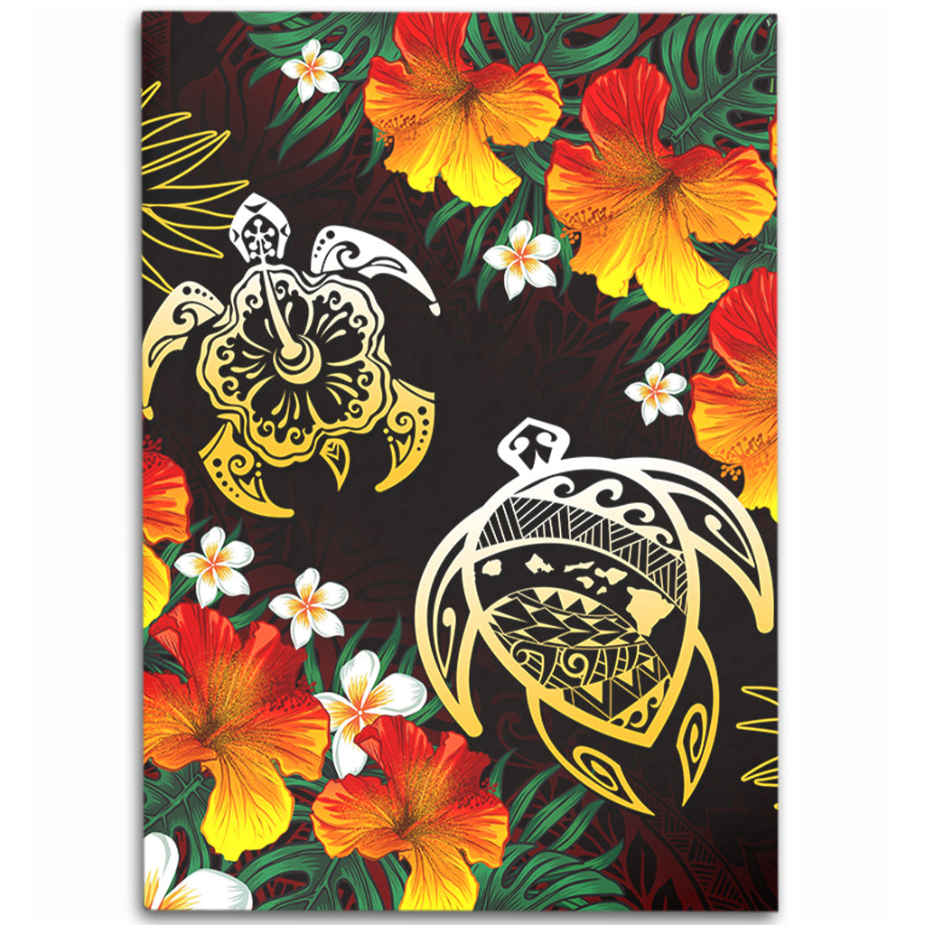 Hawaii Area Rug Polynesian Tribal Floral Turtle