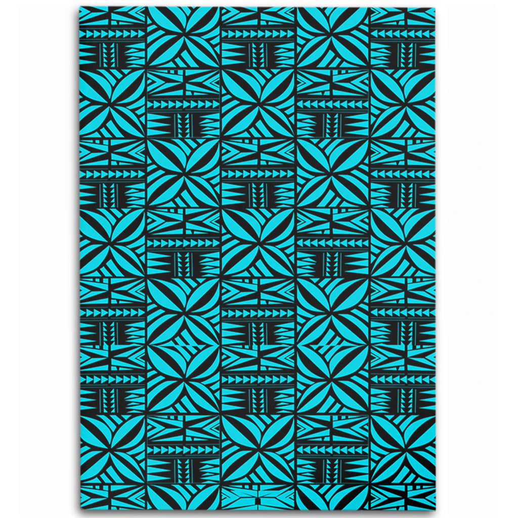 Samoa Area Rug Design Stretch Print Fabric Turquoise
