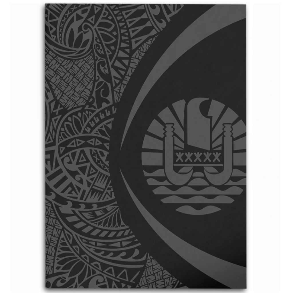 French Polynesia Area Rug Lauhala Gray Circle Style