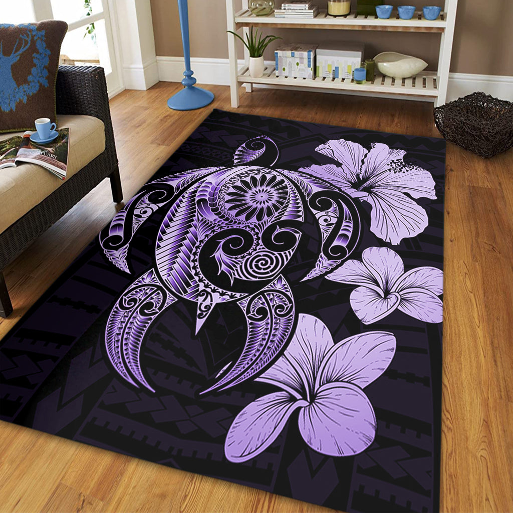 Hawaii Area Rug Hibiscus Plumeria Mix Polynesian Turtle