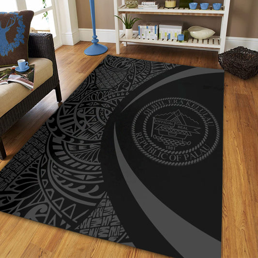 Palau Area Rug Lauhala Gray Circle Style