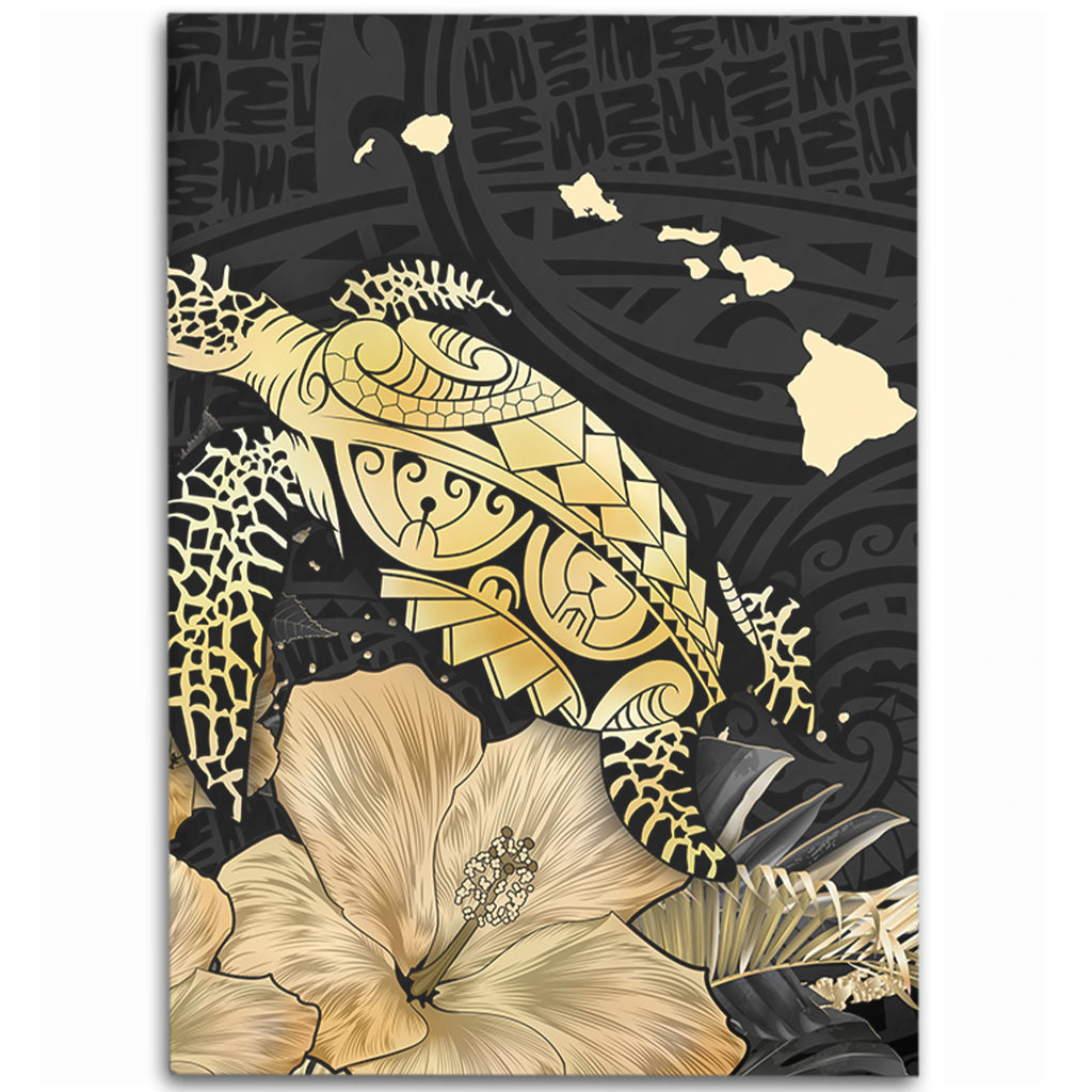Hawaii Area Rug Turtle Hibiscus Gold