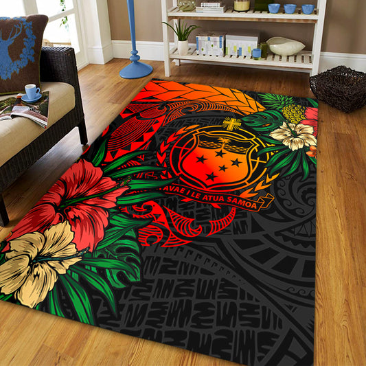 Samoa Area Rug Polynesian Coat Of Arms Tropical