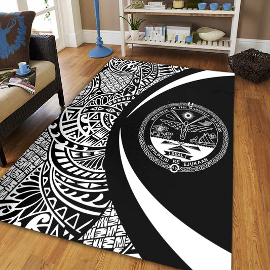 Marshall Islands Area Rug Lauhala White Circle Style