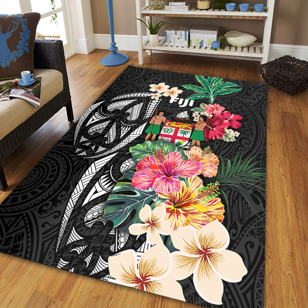 Fiji Area Rug Coat Of Arms Polynesian With Hibiscus