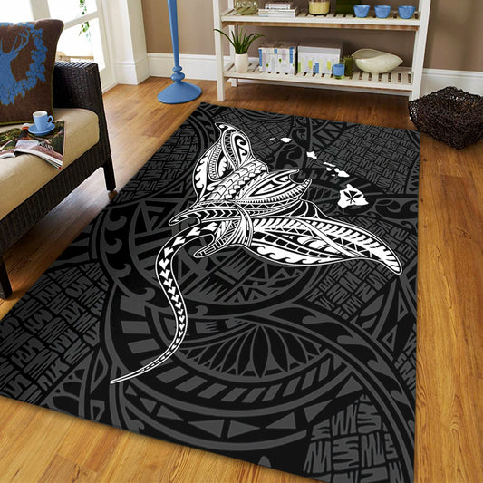 Hawaii Area Rug Hawaiian Map Polynesian Tribal Ray Tattoo