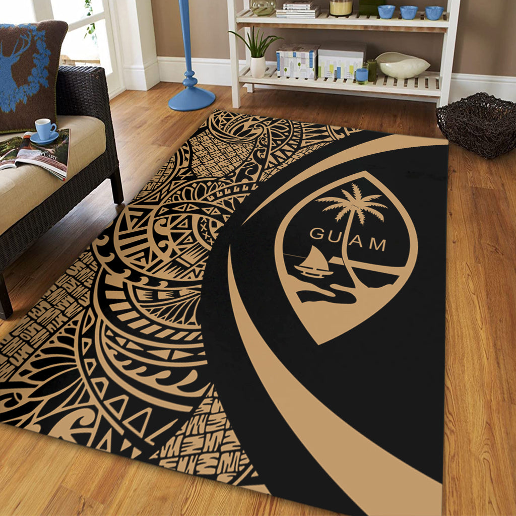 Guam Area Rug Lauhala Gold Circle Style