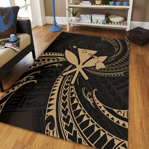 Hawaii Area Rug Kanaka Map Tribal Wave