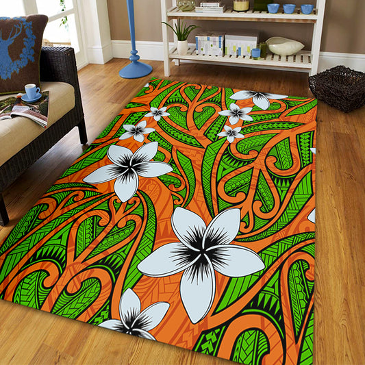 New Zealand Area Rug Maori Pattern Plumeria