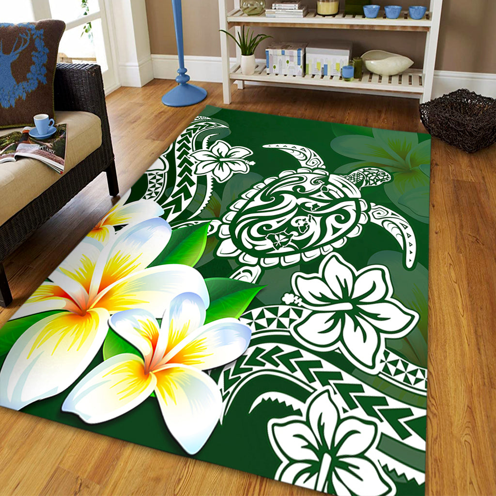 Hawaii Area Rug Polynesian Turtle Tattoo Plumeria Original Style