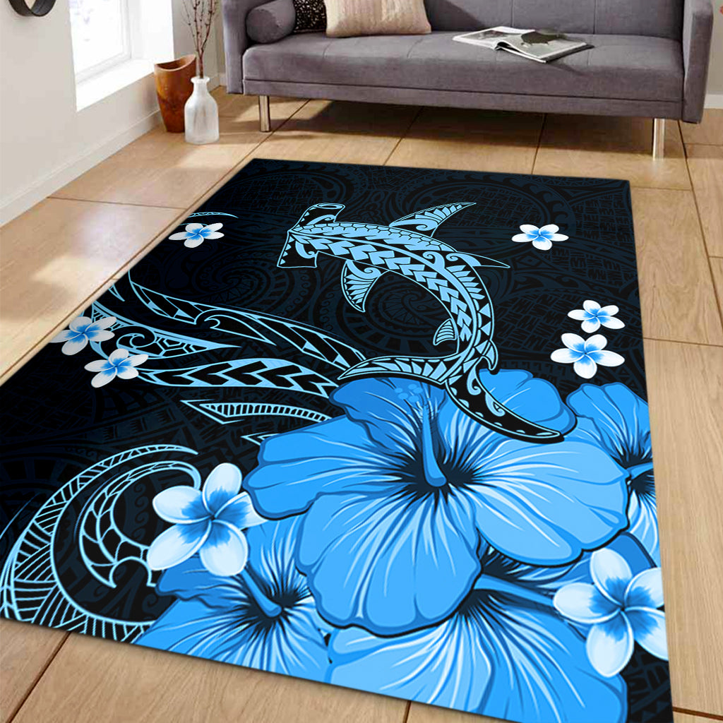 Hawaii Area Rug Shark Polynesia Tribal Tattoo