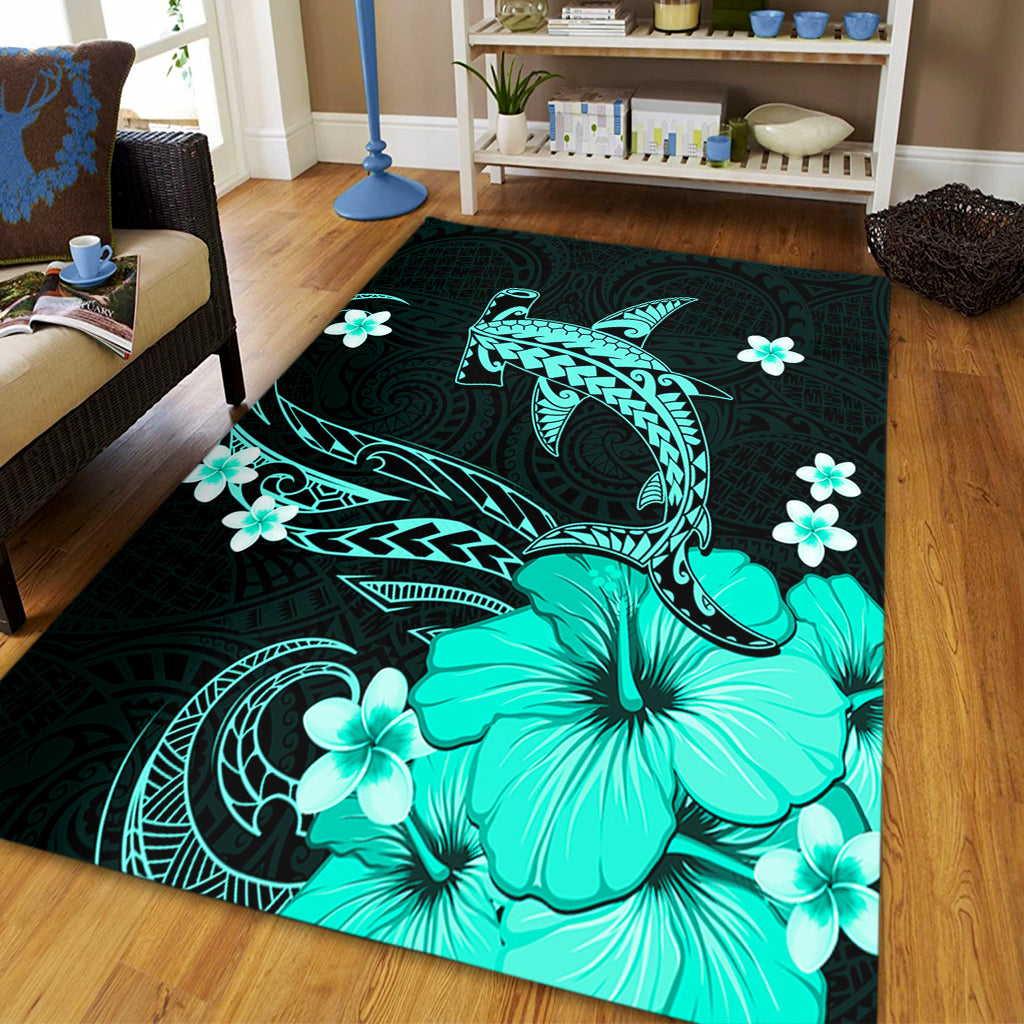 Hawaii Area Rug Shark Polynesia Tribal Tattoo