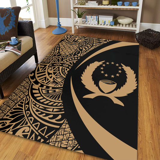 Pohnpei State Area Rug Lauhala Gold Circle Style