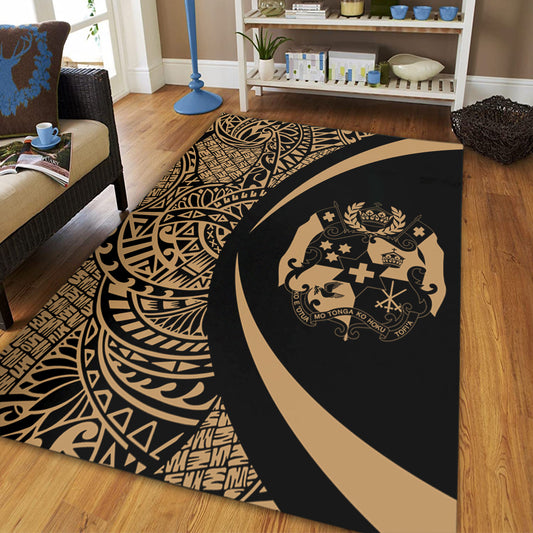 Tonga Area Rug Lauhala Gold Circle Style