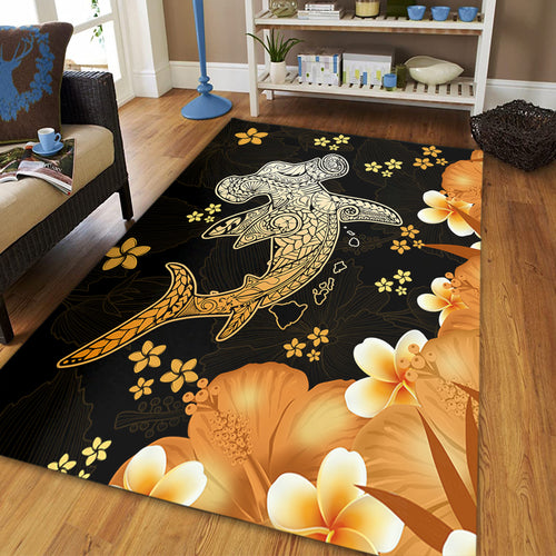 Hawaii Area Rug Tribal Polynesia Shark Tattoo