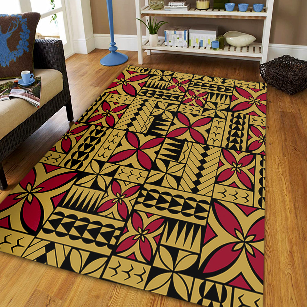 Samoa Area Rug Siapo Design Tribal Pattern Yellow