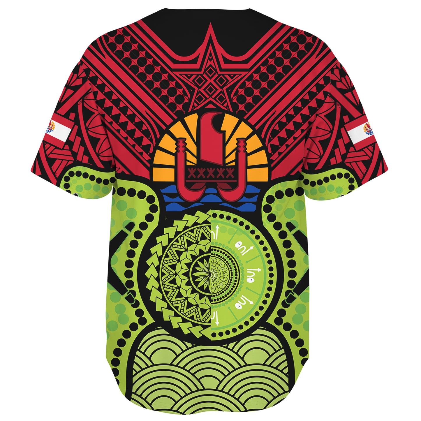 French Polynesia Baseball Shirt Native Polynesian Mix Aboriginal Patterns
