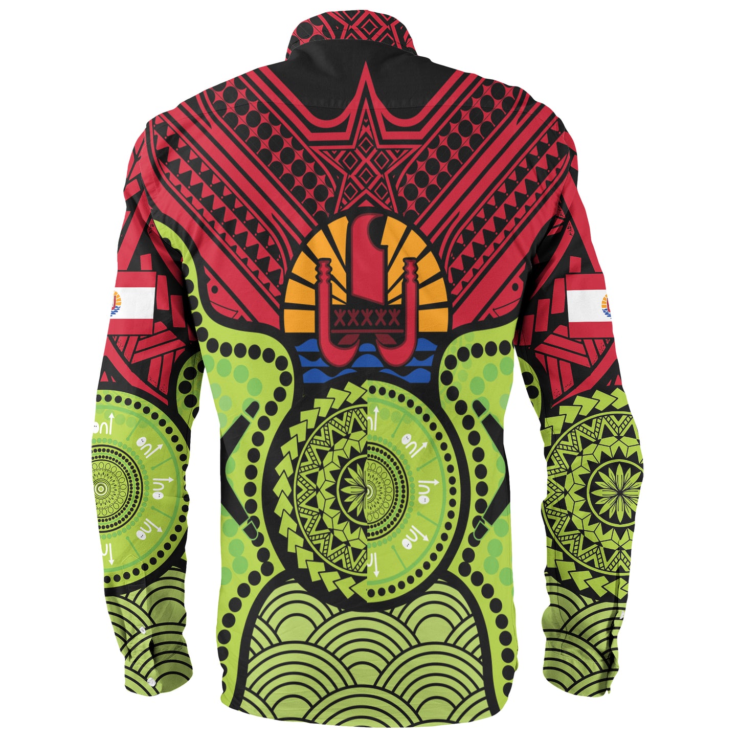 French Polynesia Long Sleeve Shirt Native Polynesian Mix Aboriginal Patterns