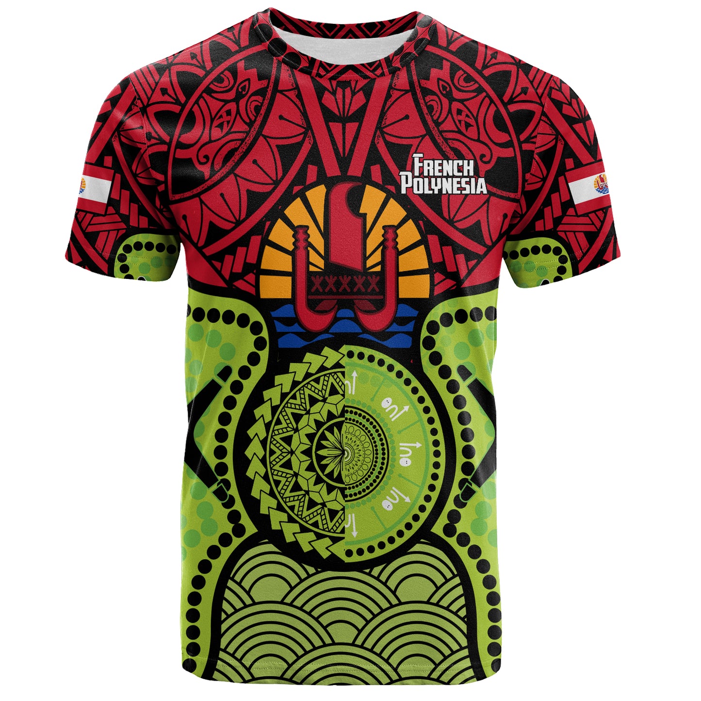 French Polynesia T-Shirt Native Polynesian Mix Aboriginal Patterns