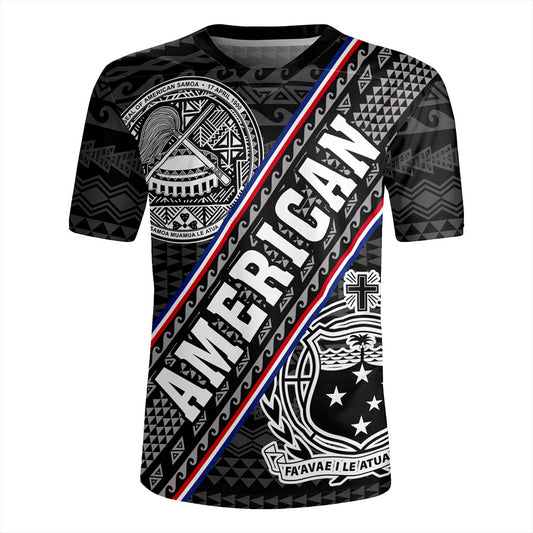 Samoa Rugby Jersey American Samoa Coat Of Arms Half Style