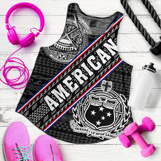 Samoa Women Tank American Samoa Coat Of Arms Half Style