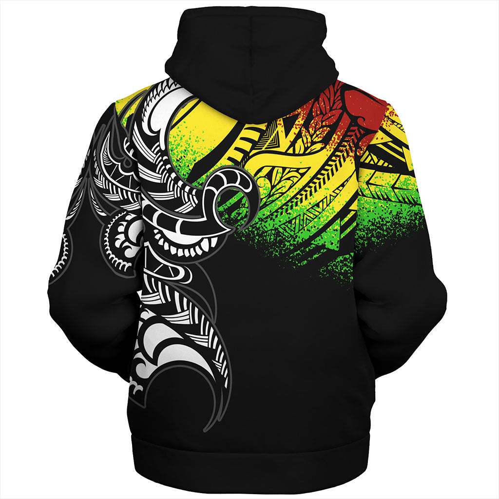 American Samoa Sherpa Hoodie Polynesian Tribal Reggae Style
