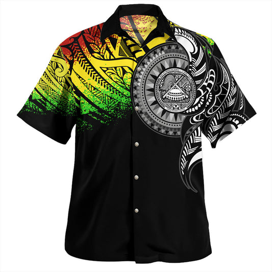 American Samoa Hawaiian Shirt Polynesian Tribal Reggae Style
