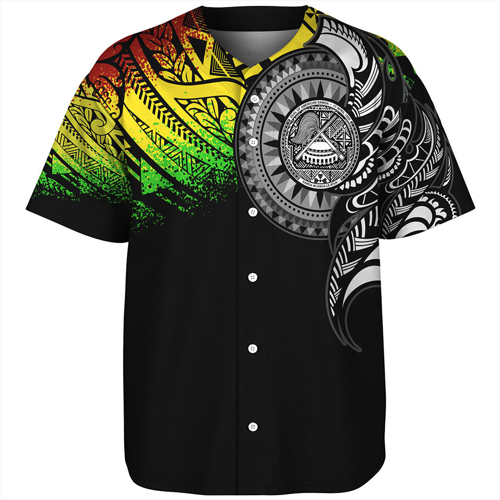 American Samoa Baseball Shirt Polynesian Tribal Reggae Style