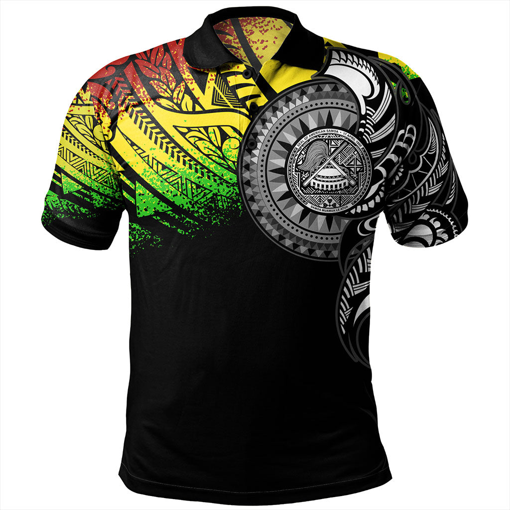 American Samoa Polo Shirt Polynesian Tribal Reggae Style