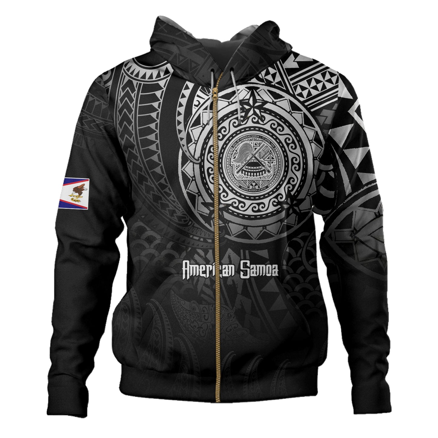 American Samoa Hoodie Pearl Of The Pacific Black Polynesian Tattau
