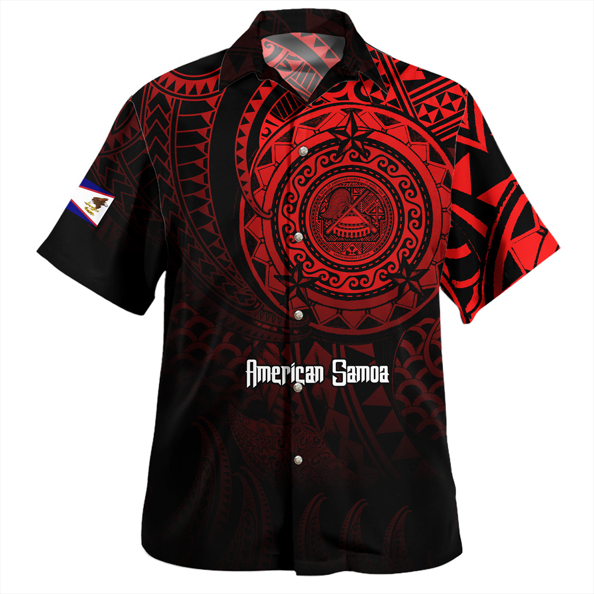 American Samoa Hawaiian Shirt Pearl Of The Pacific Red Polynesian Tattau