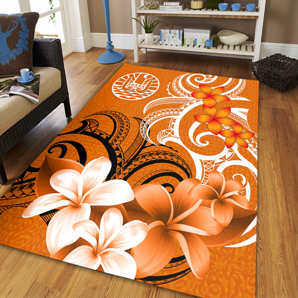 Tahiti Area Rug Polynesian Floral Spirit Orange