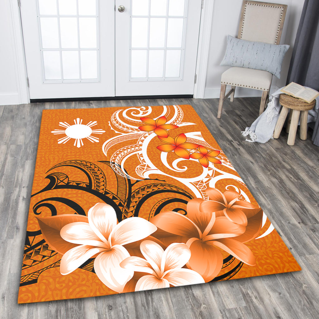 Philippines Filipinos Area Rug Polynesian Floral Spirit Orange