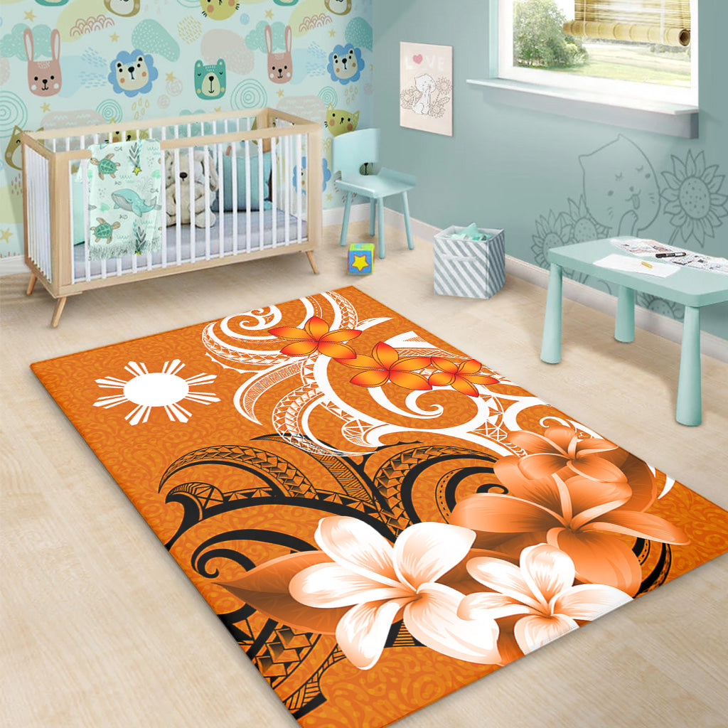 Philippines Filipinos Area Rug Polynesian Floral Spirit Orange