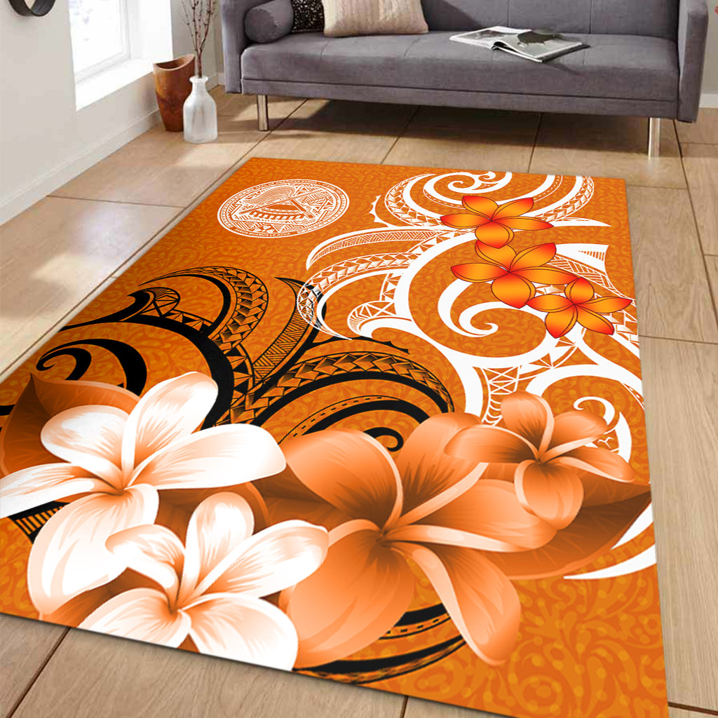 American Samoa Area Rug Polynesian Floral Spirit Orange