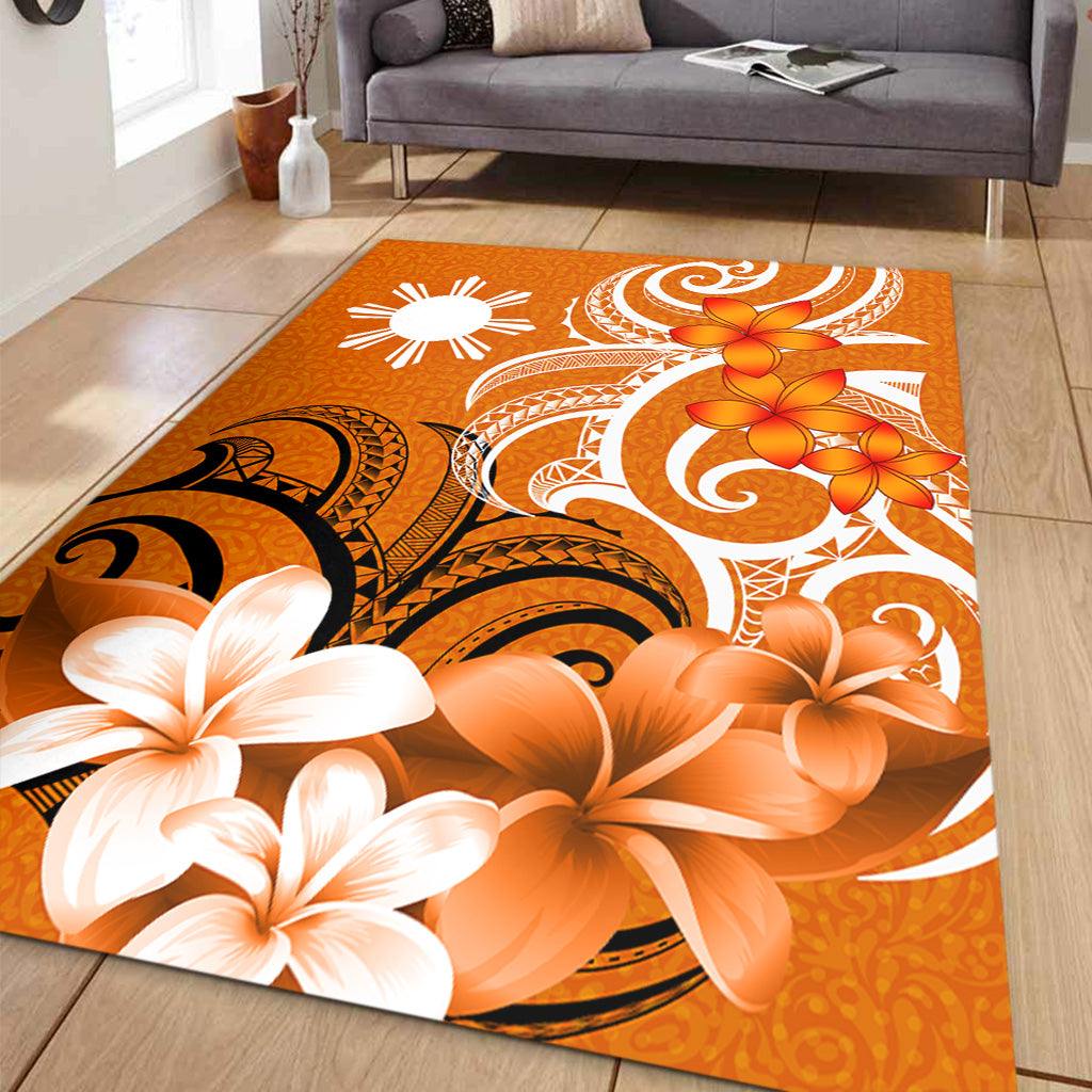 Philippines Filipinos Area Rug Polynesian Floral Spirit Orange