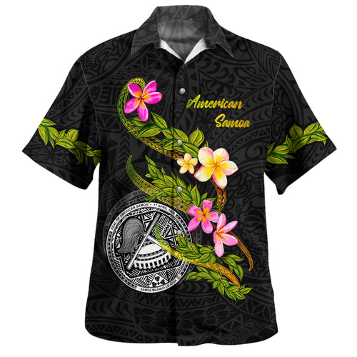 American Samoa Hawaiian Shirt Custom Plumeria Tribal