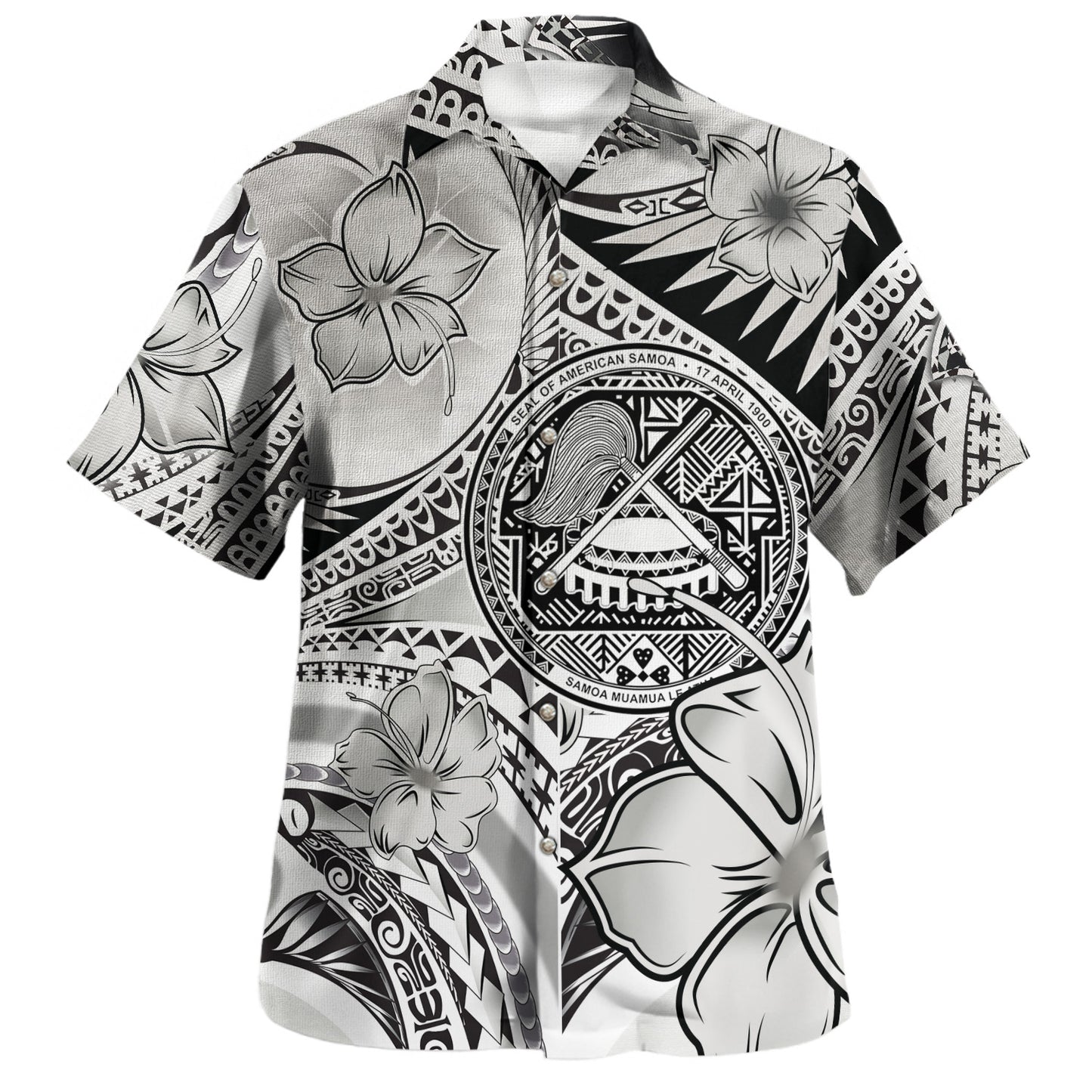 American Samoa Combo Puletasi And Shirt Polynesian Tribal Waves Patterns Hibiscus Flowers