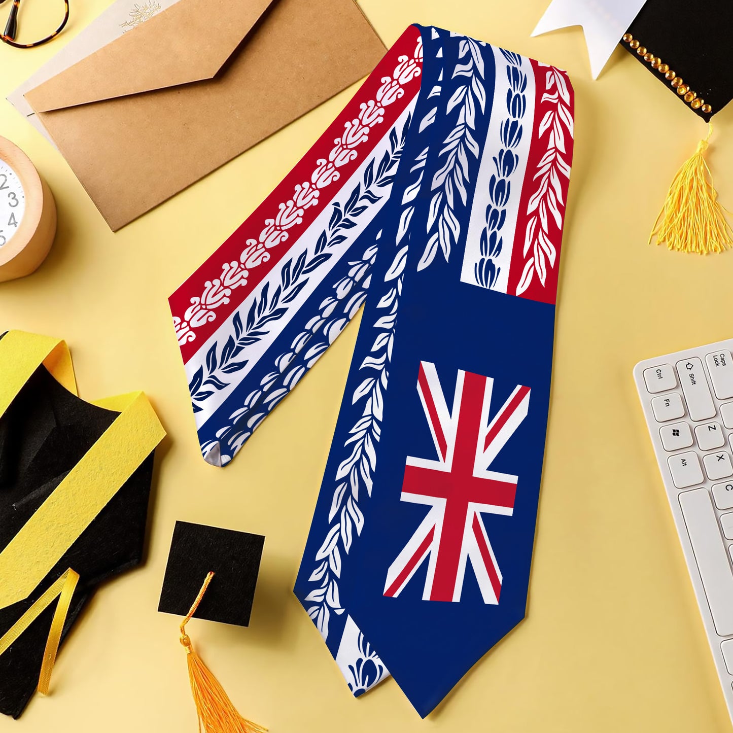 Hawaii Graduation Stole Aloha Flag With Flower Lie Beautiful