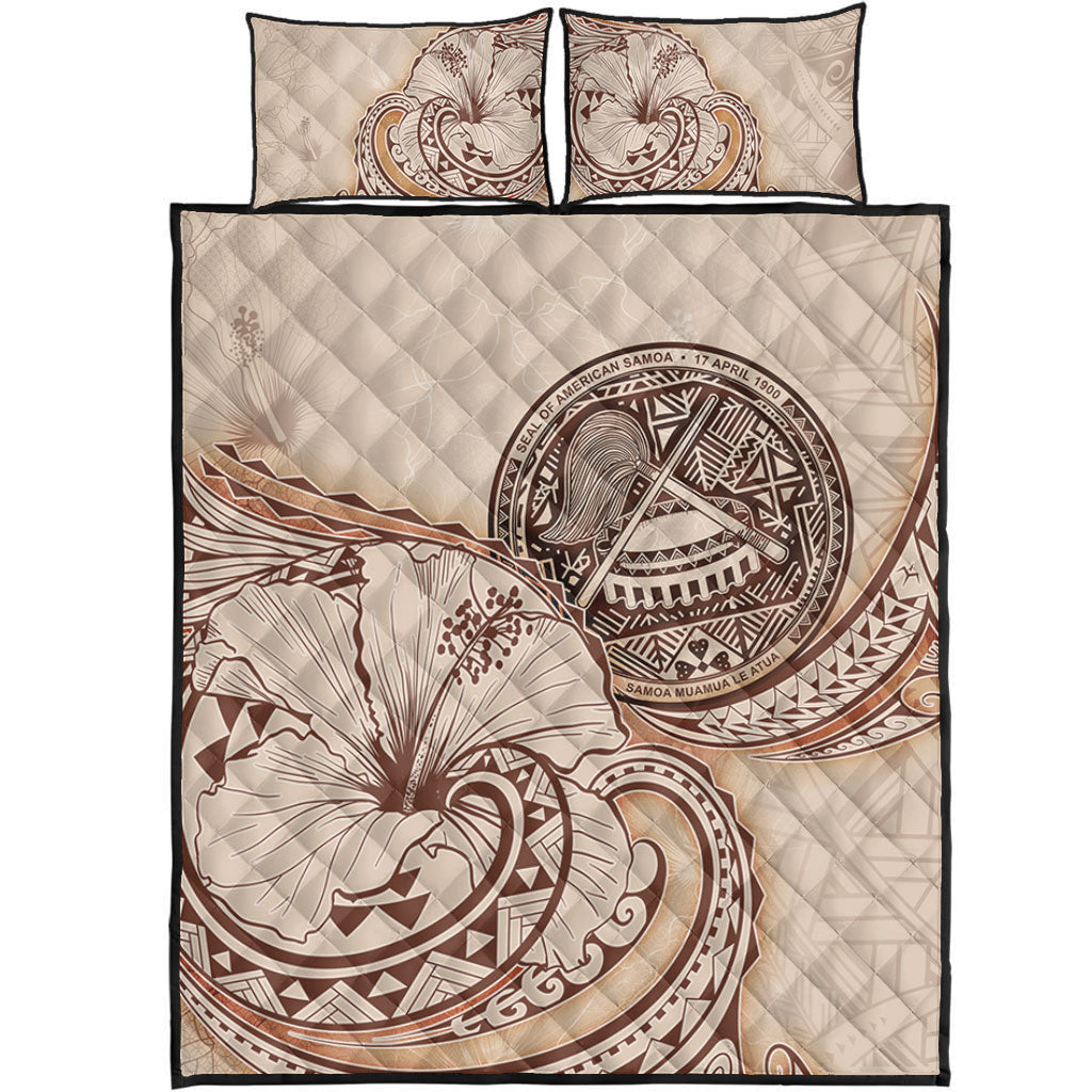 American Samoa Quilt Bed Set Hibiscus Flower Vintage Style