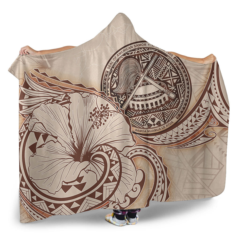 American Samoa Hooded Blanket Hibiscus Flower Vintage Style