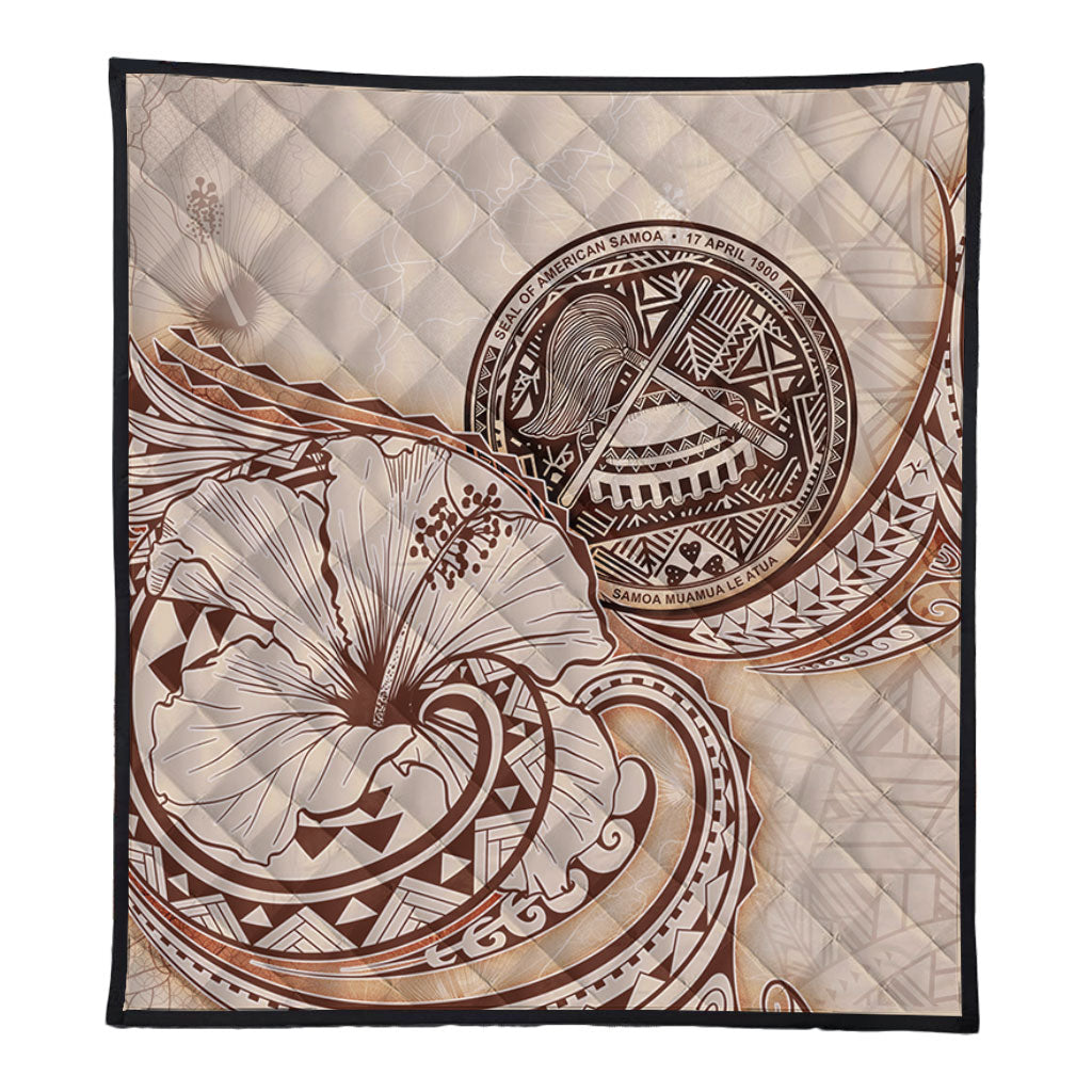 American Samoa Premium Quilt Hibiscus Flower Vintage Style