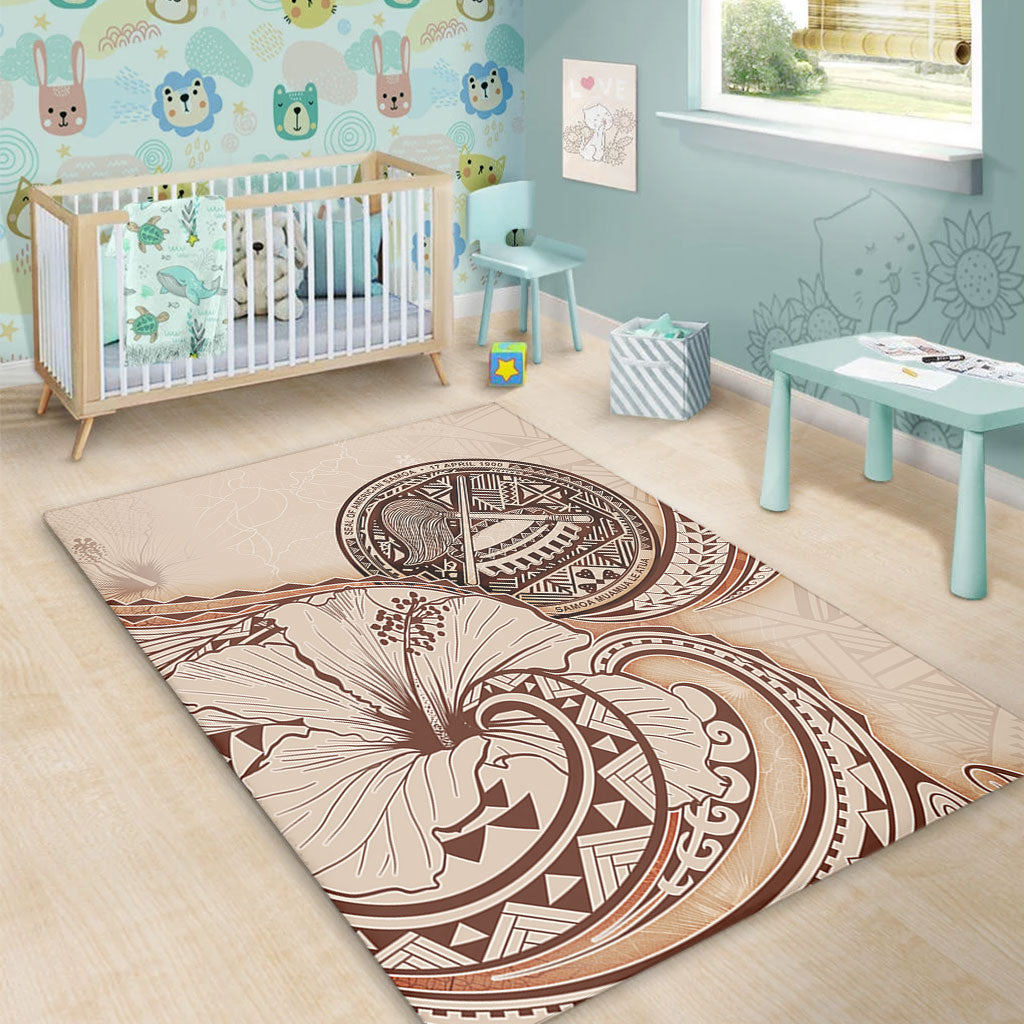 American Samoa Area Rug Hibiscus Flower Vintage Style