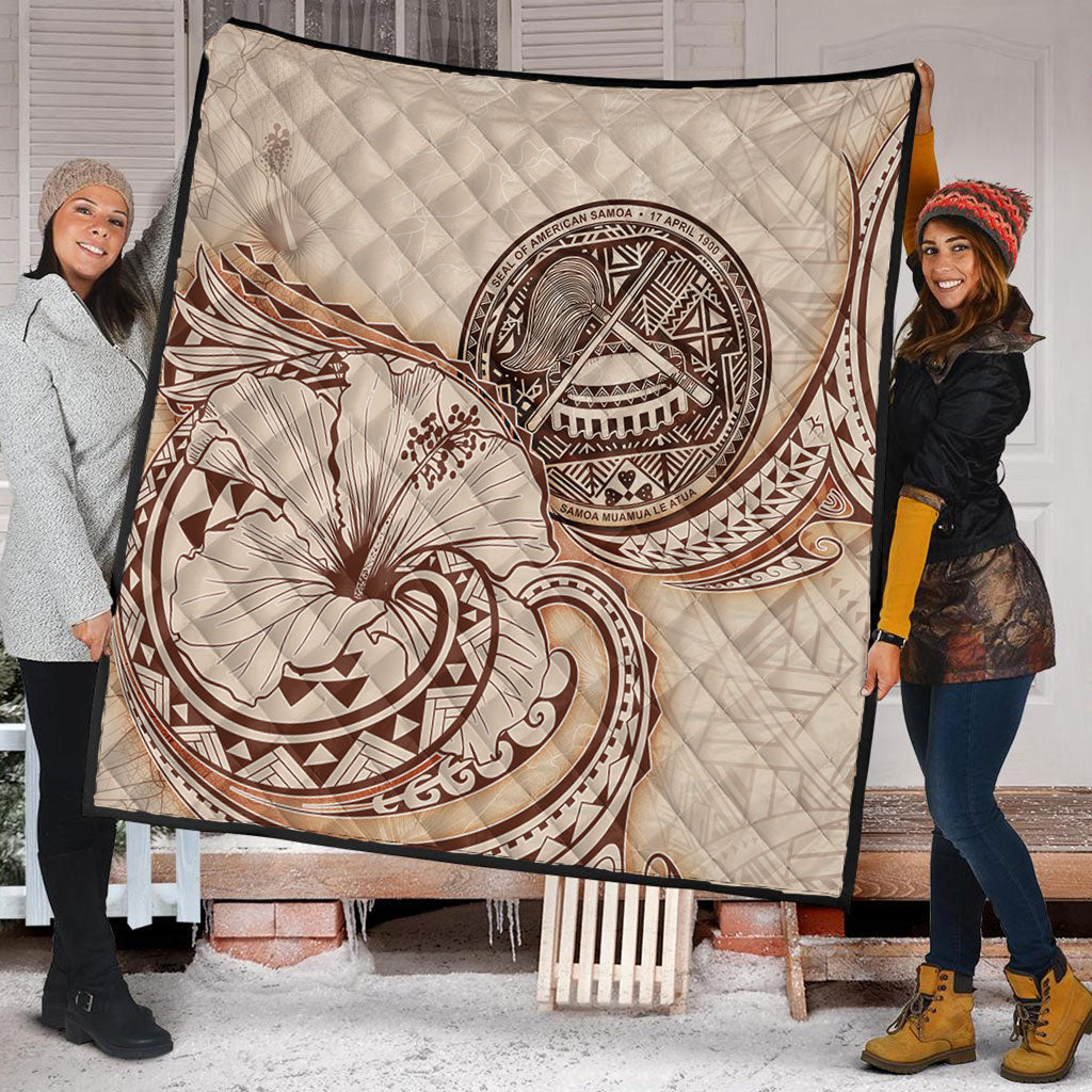 American Samoa Premium Quilt Hibiscus Flower Vintage Style