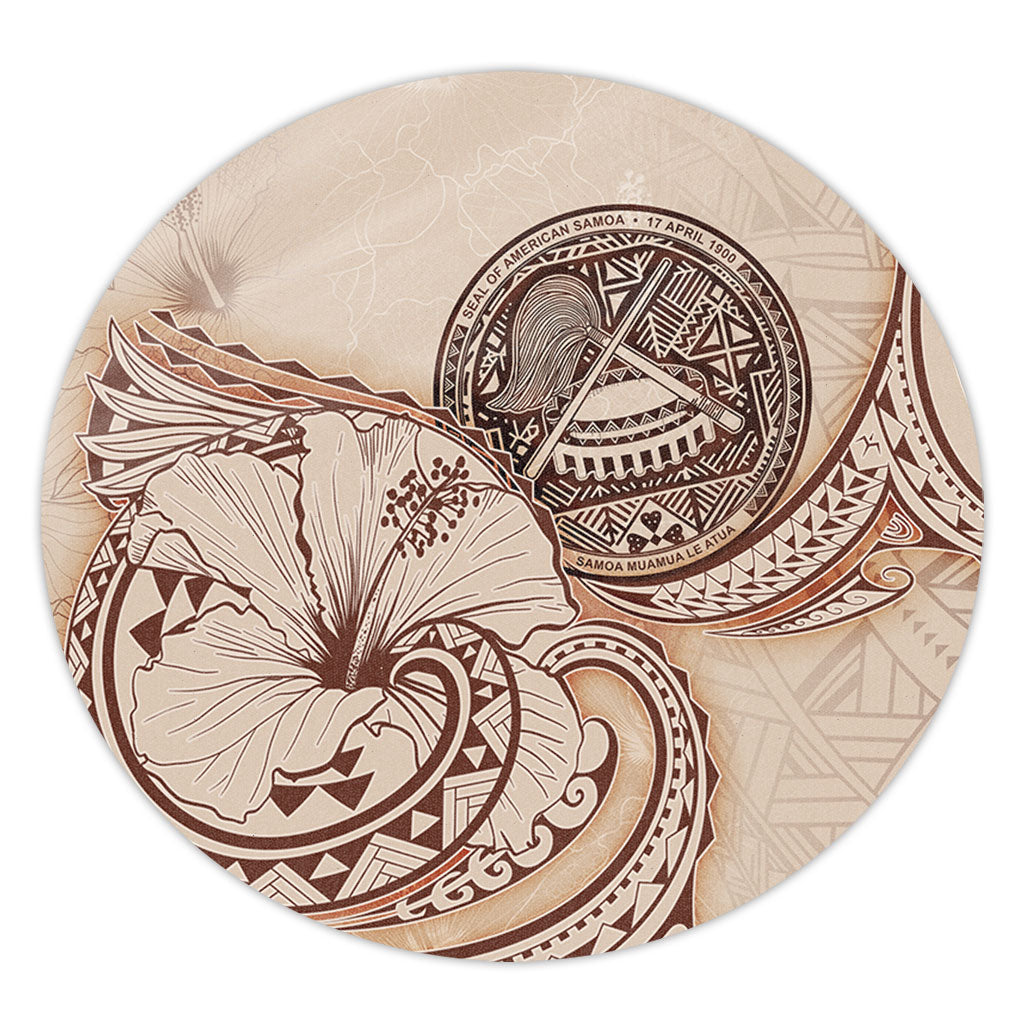 American Samoa Round Rug Hibiscus Flower Vintage Style