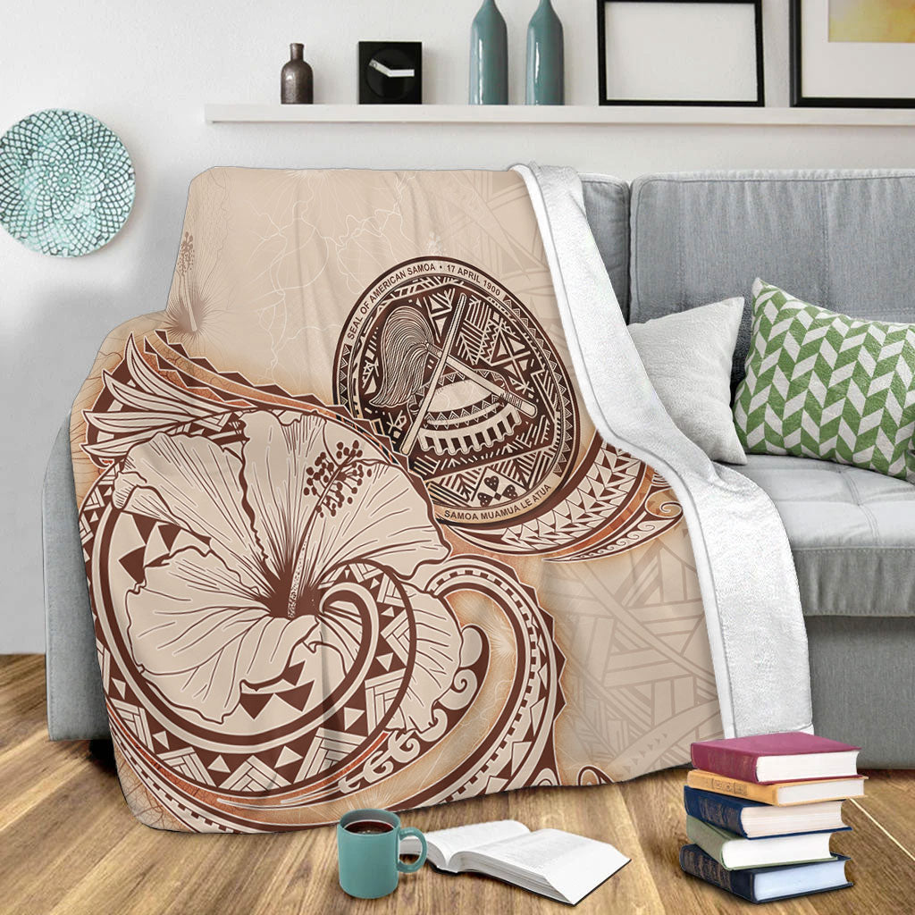 American Samoa Premium Blanket Hibiscus Flower Vintage Style