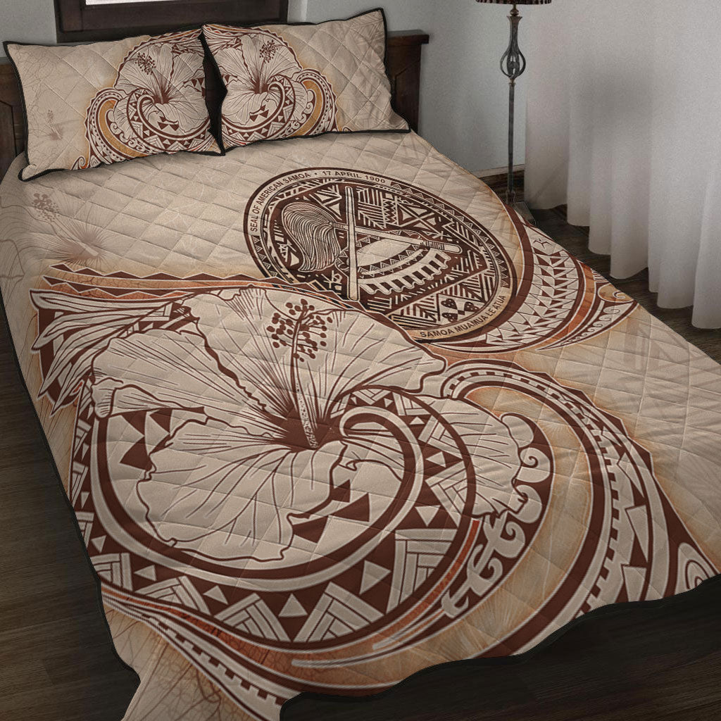 American Samoa Quilt Bed Set Hibiscus Flower Vintage Style